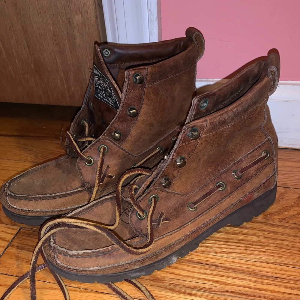 Womens brown leather polo boots